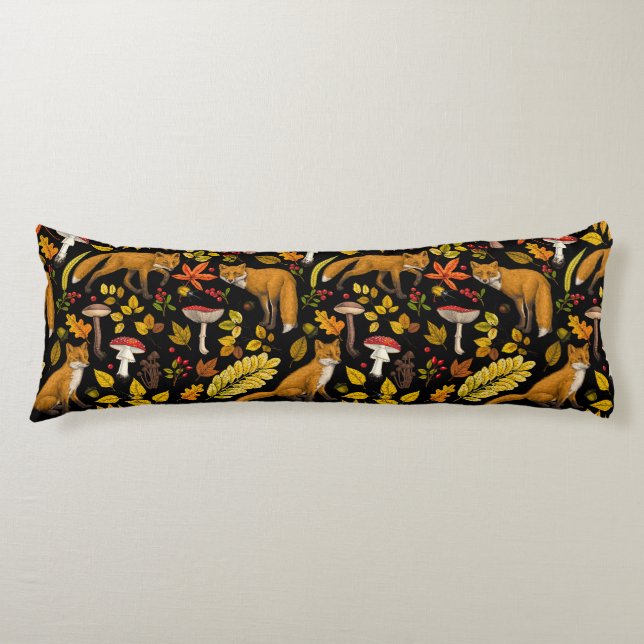 Autumn foxes on black body cushion (Front)