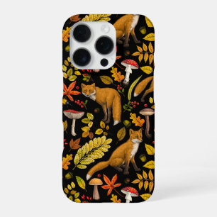Autumn foxes on black iPhone 16 pro case