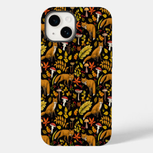 Autumn foxes on black iPhone 14 case
