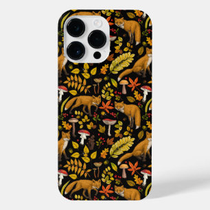 Autumn foxes on black iPhone 14 pro max case