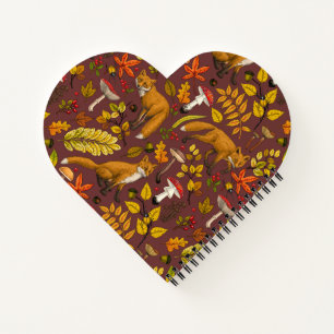 Autumn foxes on chocolate brown notebook