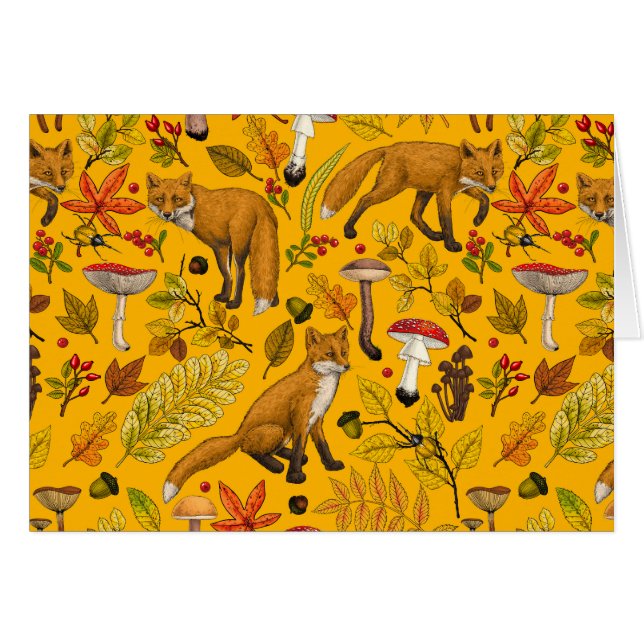 Autumn foxes on orange (Front Horizontal)