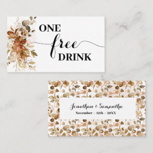 Autumn Free Drink Wedding Reception Ticket Card