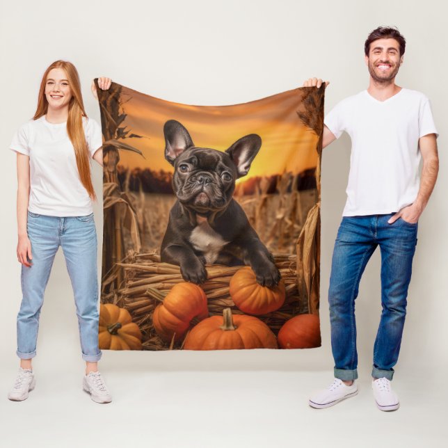 Autumn Frenchie Fleece Blanket (In Situ)