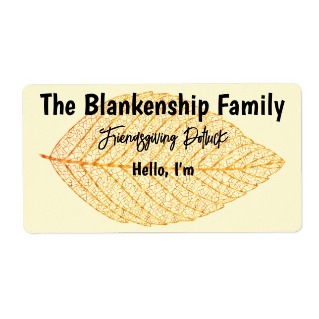 Autumn Friendsgiving Paper Label Name Tag (Front)