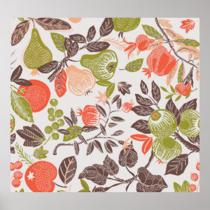 Autumn fruit decorative tile design. poster