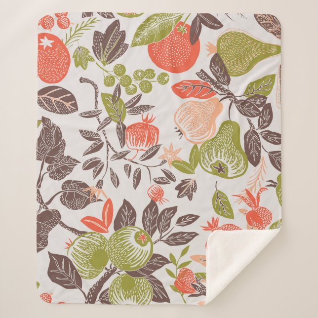 Autumn fruit decorative tile design. sherpa blanket (Front)