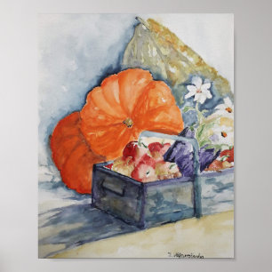 Autumn fruit watercolour poster