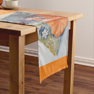 Autumn fruit watercolour short table runner