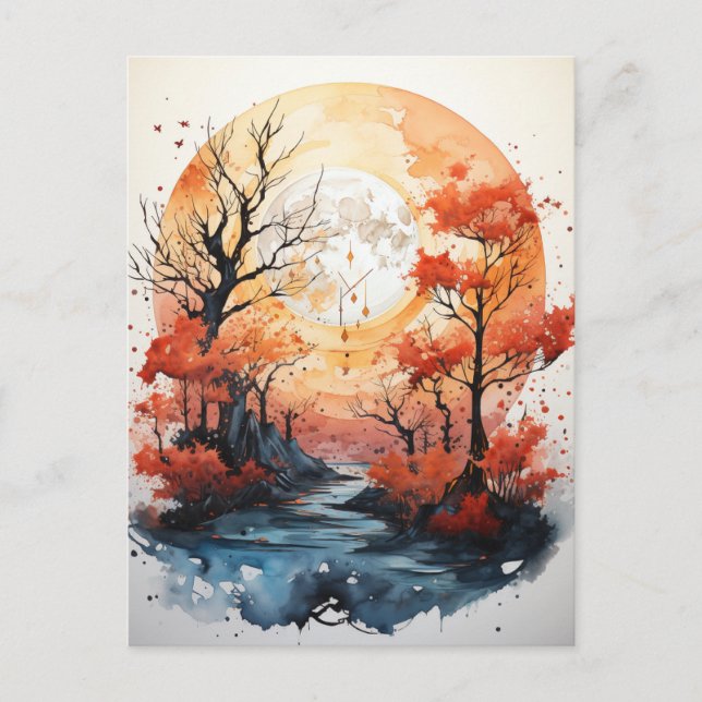 Autumn Full Moon Postcard (Front)