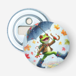 Autumn Funny T-shirt Frog in the rain Bottle Opener
