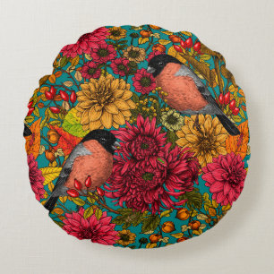 Autumn garden 3 round cushion