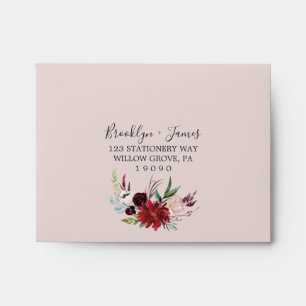 Autumn Garden Blush Self-Addressed RSVP Envelope