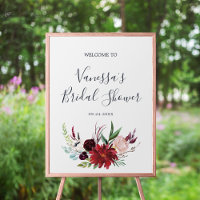 Autumn Garden | Burgundy Bridal Shower Welcome