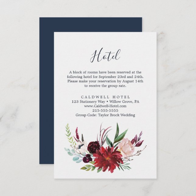 Autumn Garden | Burgundy Hotel Enclosure Card (Front/Back)
