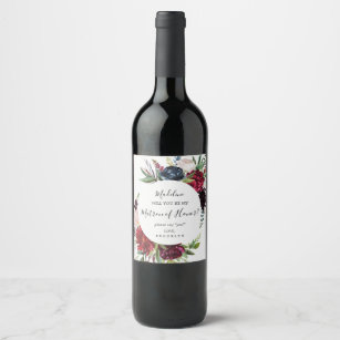 Autumn Garden   Burgundy Matron of Honour Proposal Wine Label