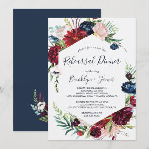 Autumn Garden   Burgundy Rehearsal Dinner Invitation
