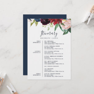 Autumn Garden Burgundy Wedding Itinerary Card