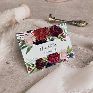 Autumn Garden   Burgundy Wedding Place Cards