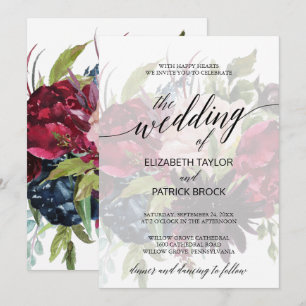 Autumn Garden   Elegant Calligraphy Faded Wedding Invitation