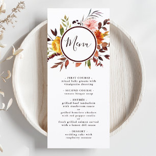 Autumn Garden Marsala Watercolor Wedding Menu