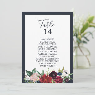 Autumn Garden Navy Table Number Seating Chart