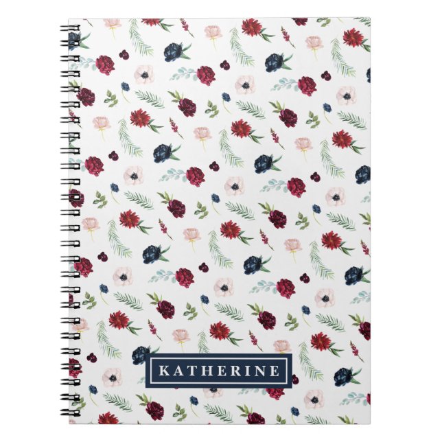Autumn Garden Pattern Personalised Spiral Notebook (Front)