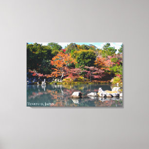 Autumn Garden Pond Temple Japan Arashiyama Travel Canvas Print
