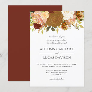 Autumn Garden Rustic Floral Wedding Invitation