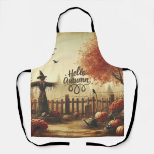Autumn garden & scarecrow  apron