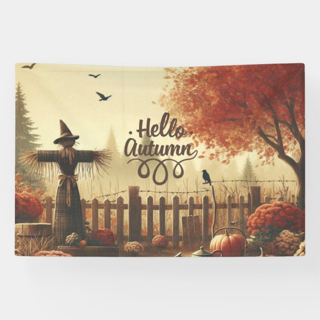 Autumn garden & scarecrow  banner (Horizontal)