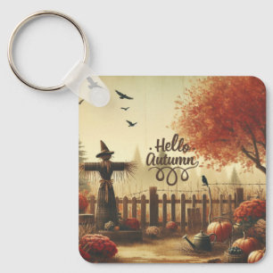 Autumn garden & scarecrow  key ring