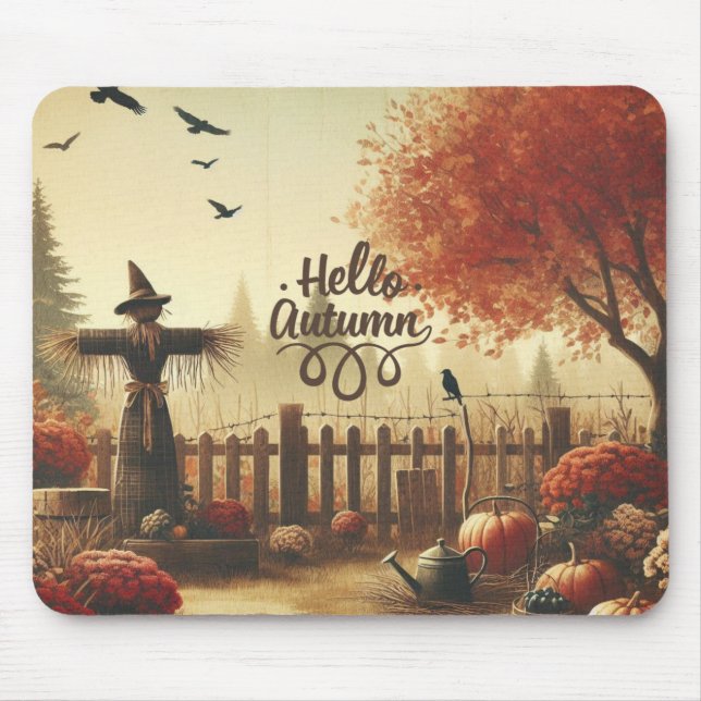 Autumn garden & scarecrow  mouse mat (Front)