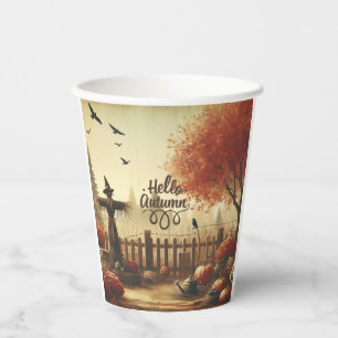 Autumn garden & scarecrow paper cups