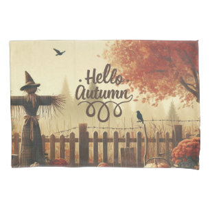 Autumn garden & scarecrow  pillowcase