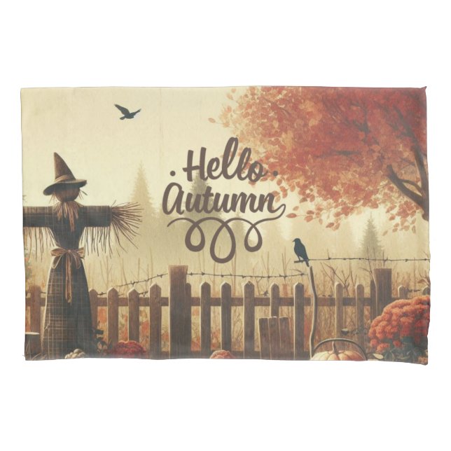 Autumn garden & scarecrow  pillowcase (Front)