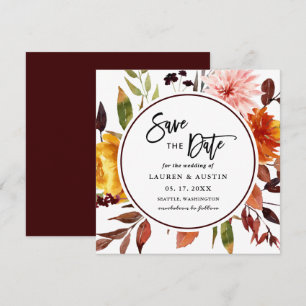 Autumn Garden Watercolor Wedding Square Save The D Save The Date