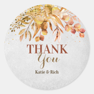 Autumn Garden Wedding Thank You Classic Round Sticker