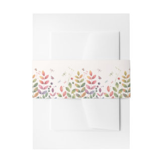 Autumn Garden With Dragonflies Wedding Invitation Belly Band