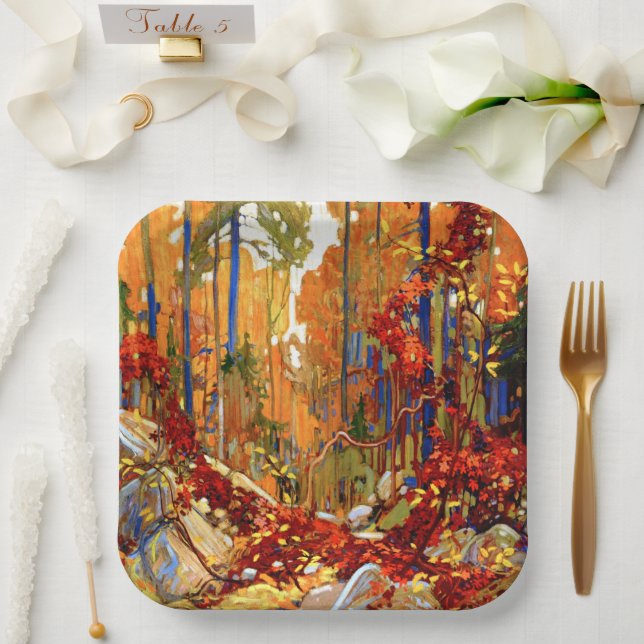 Autumn Garland, fine art by Tom Thomson,  Paper Plate (Wedding)