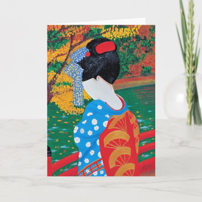 Autumn Geisha Greeting Card (Front)