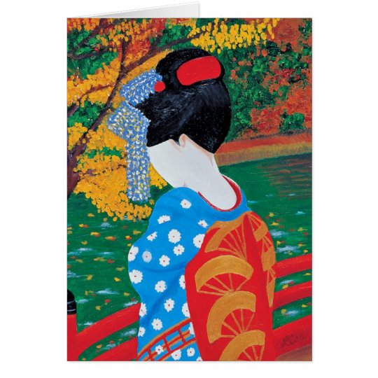 Autumn Geisha Greeting Card