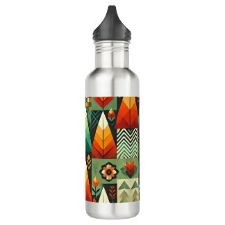 Autumn Geometric Pattern Water Bottle