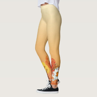 Autumn Ghost with Pumpkin Leggings