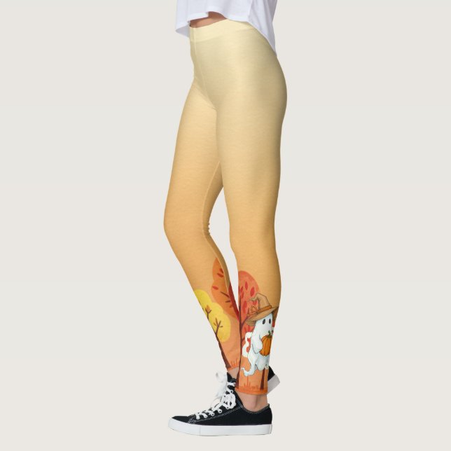 Autumn Ghost with Pumpkin Leggings (Left)