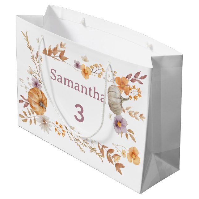 Autumn Gift Bag, Fall Birthday Present Bag for Kid (Back Angled)