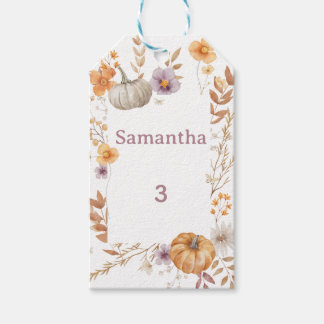 Autumn Gift Tags, Fall Birthday Favor Tags for Kid