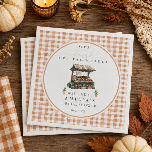 Autumn Gingham Fresh Off The Market Bridal Shower Napkin