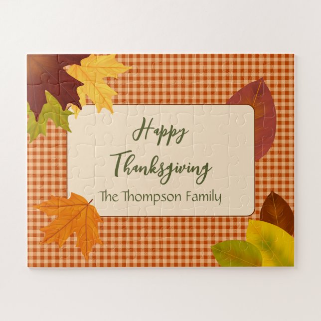 Autumn Gingham Thanksgiving Jigsaw Puzzle (Horizontal)