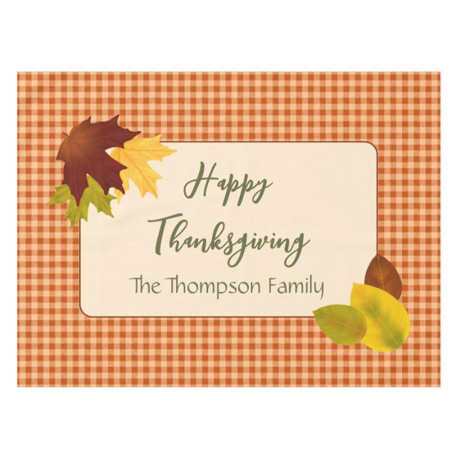 Autumn Gingham Thanksgiving Tablecloth (Front (Horizontal))